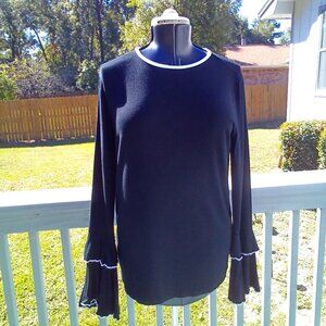 Women Long Sleeve Top, Color Black, Size Medium